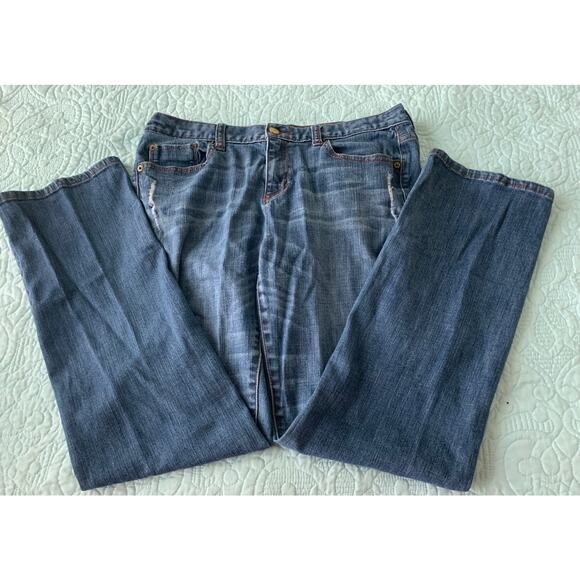 SIMPLY VERA WANG STRAIGHT LEG JEANS, WOMEN, 8, BLUE, GENTLY DISTRESSED, WAIST 33 - Picture 8 of 11